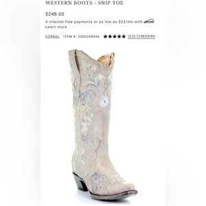 Corral Women’s Floral Embroidered Western Boots-Snip Toe